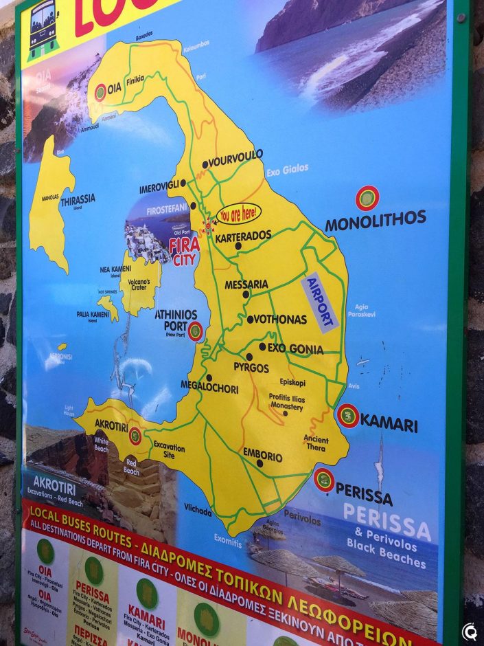 Le plan des bus de Santorin