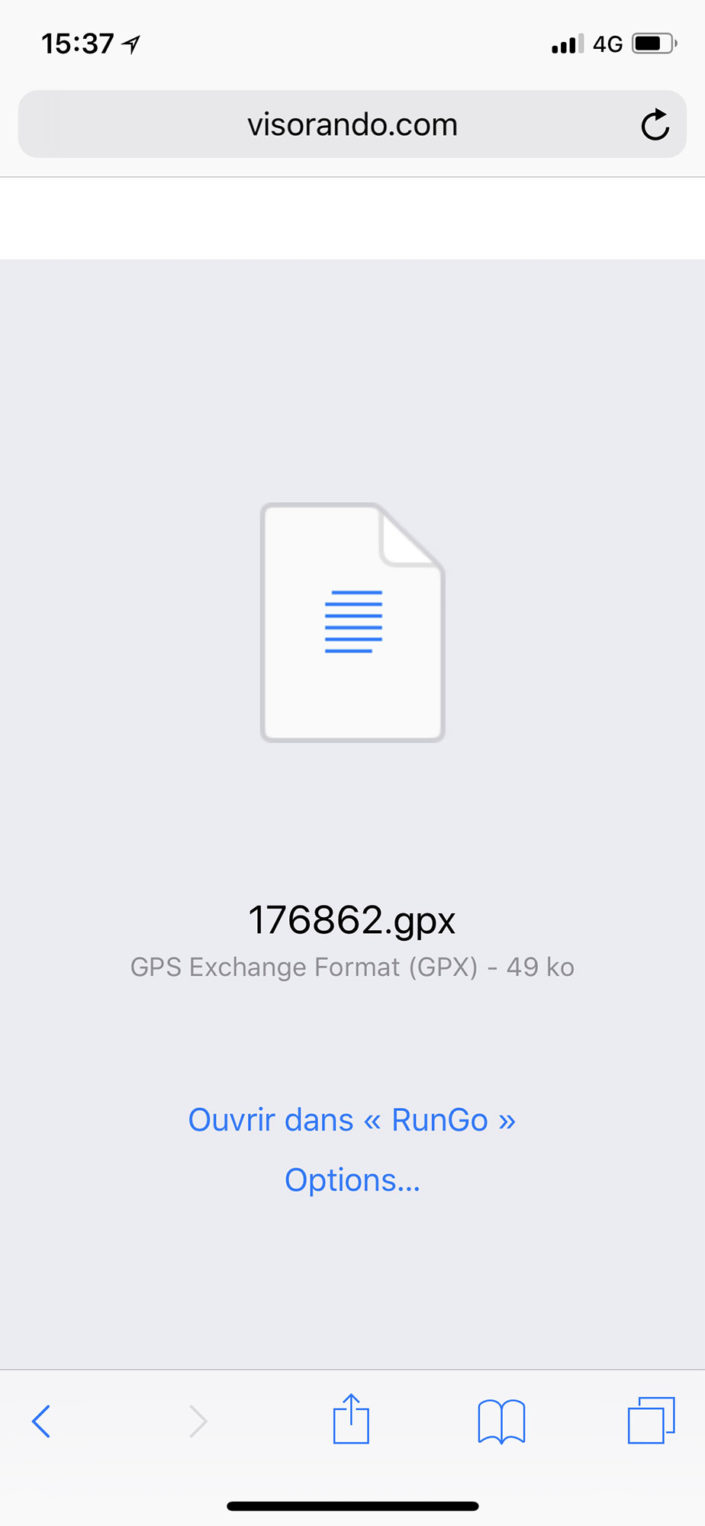 Ouverture d'un GPX sur Safari