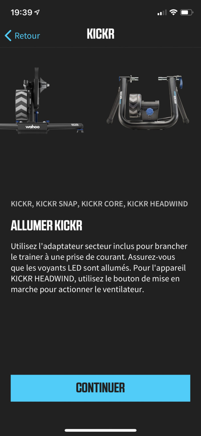 Application Wahoo Fitness sur iOS