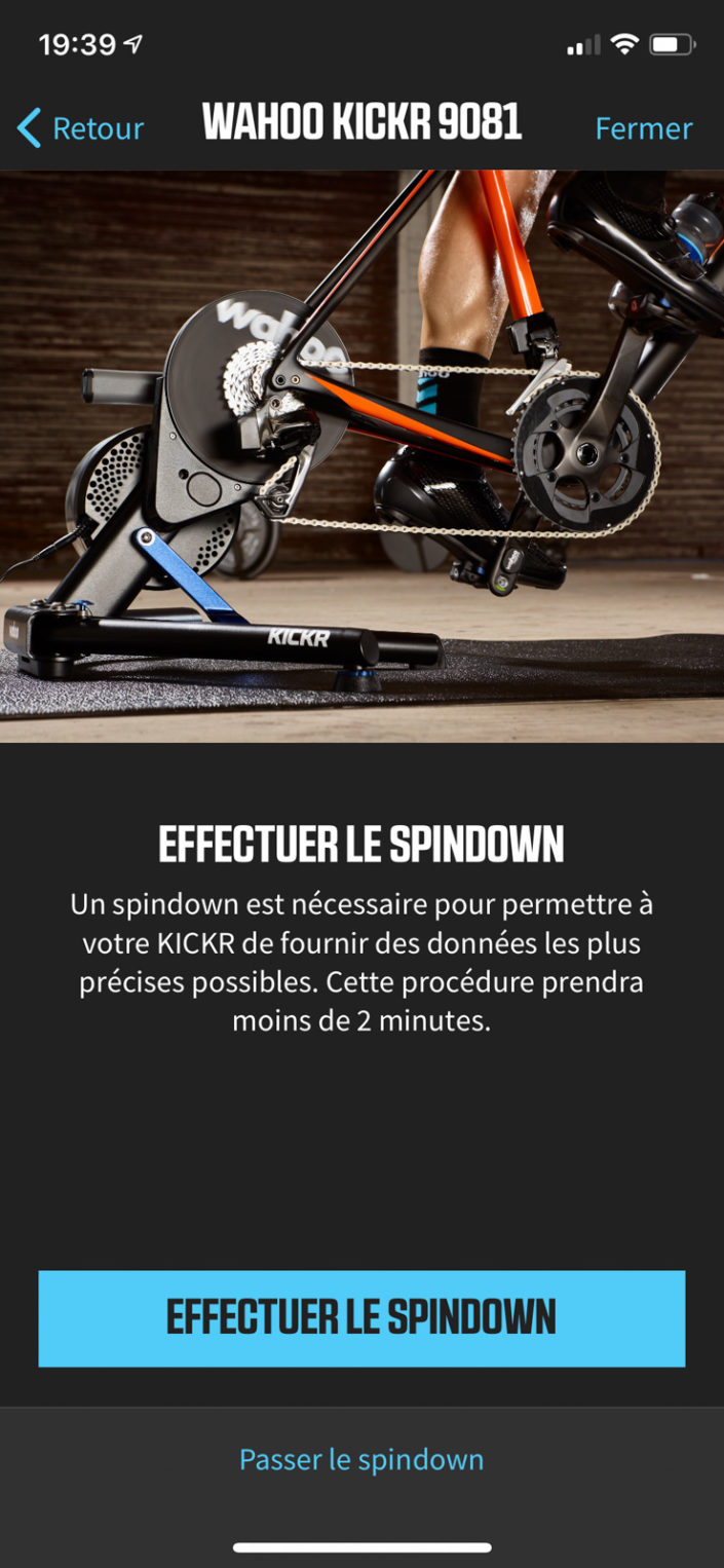 Application Wahoo Fitness sur iOS