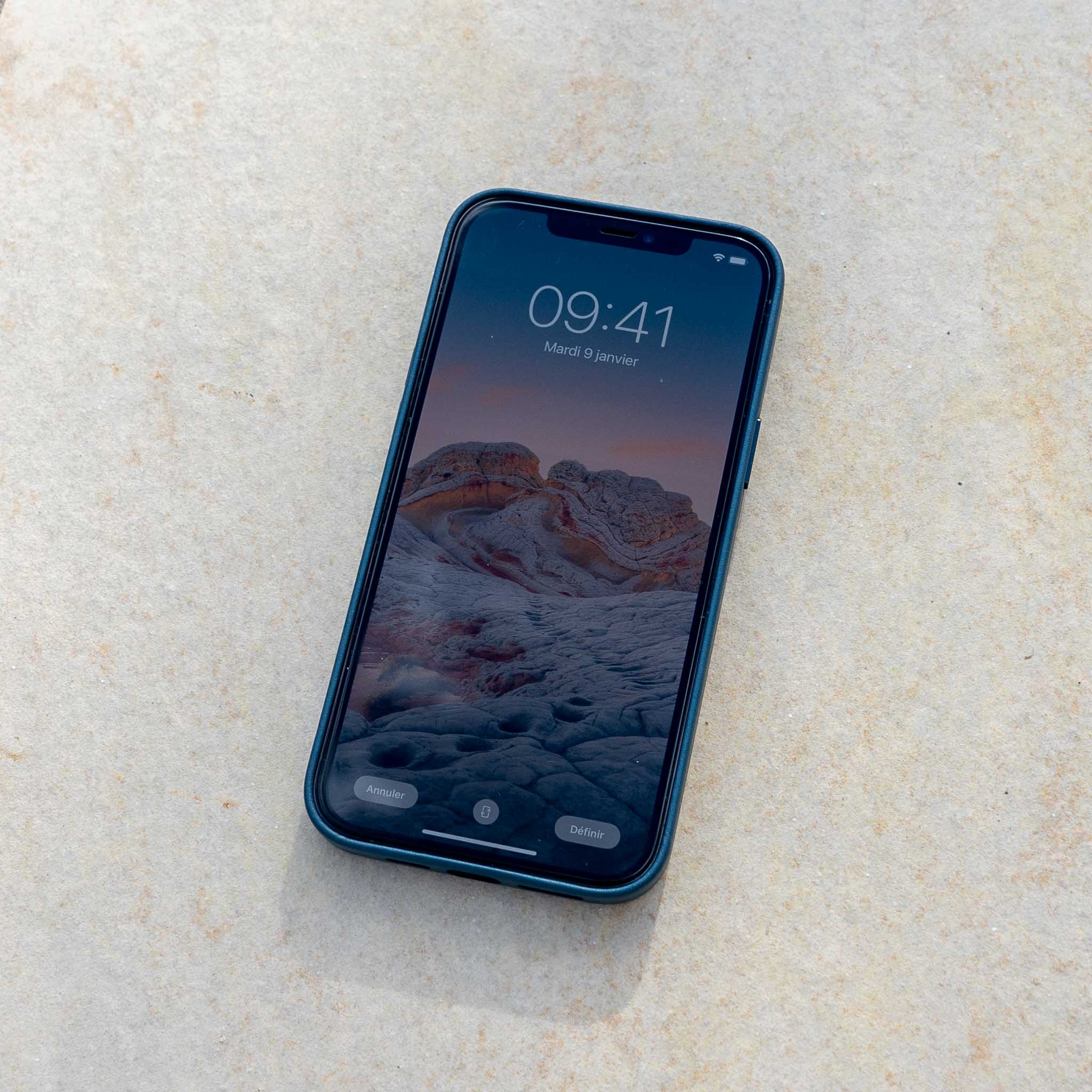 Coque Apple en cuir Bleu Baltique pour l'iPhone 12 Pro Max