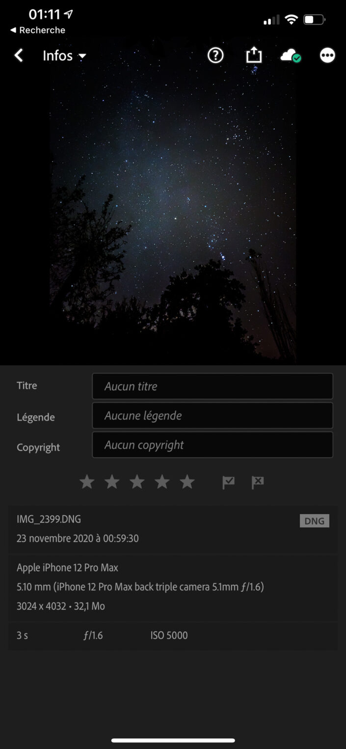 Réglage Apple ProRAW - Adobe Lightroom